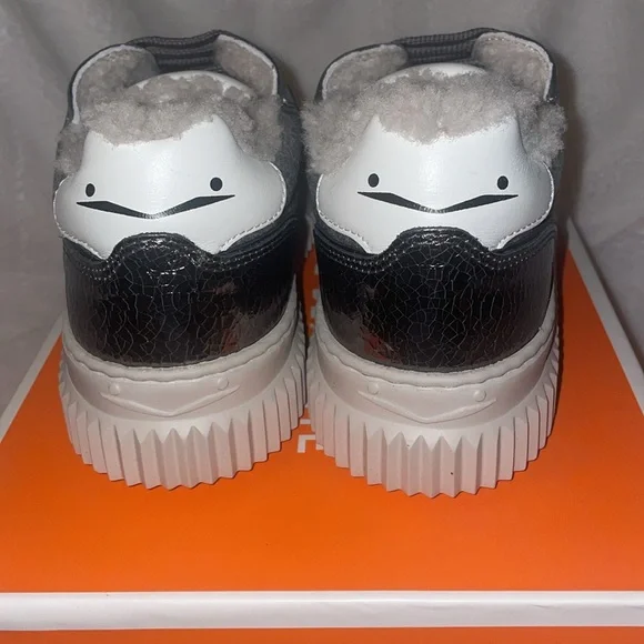 NWT VOILE BLANCHE LIPARI Charcoal Grey Fur Suede and Felt Sneakers - Picture 12 of 16